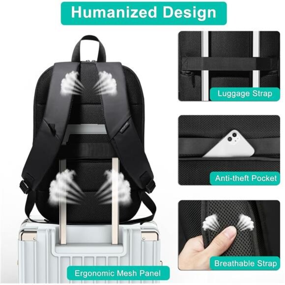 Business Backpack for Men 17 Inch,Slim & Expandable Waterproof Travel Laptop